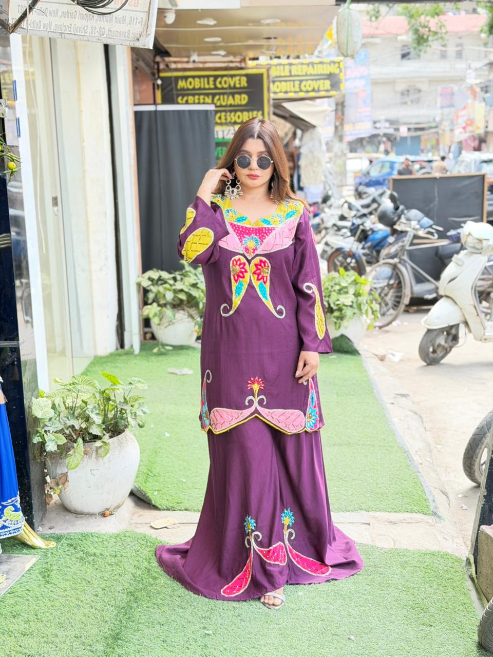 Article 1628 – Premium Vatican Sharara Co-Set with Handwork Cutdana Embellishment | Sizes 40–46