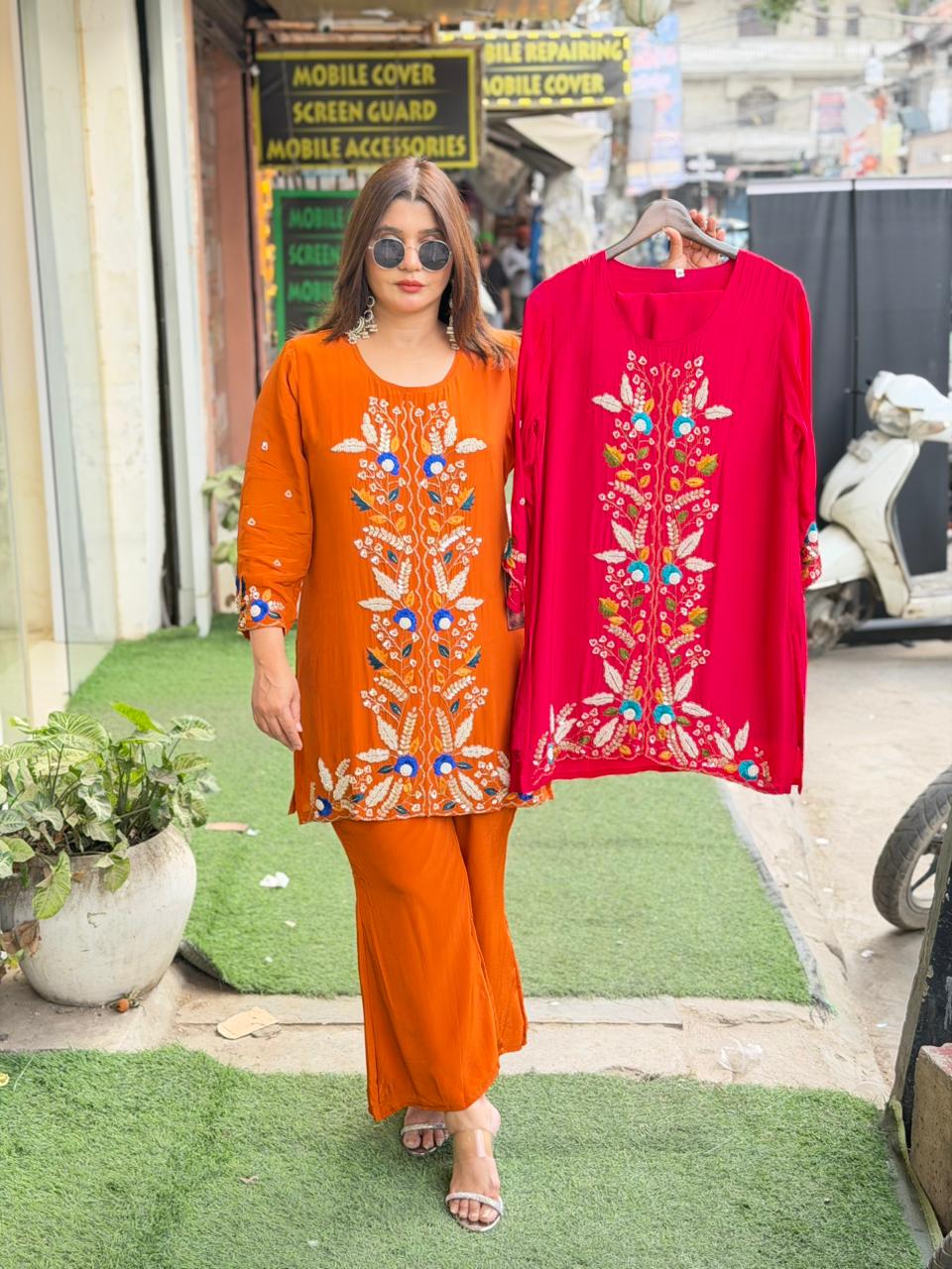 Article 1856 | Pure Crepe Handwork Sherwani Style Cord Set (Sizes 40–46)