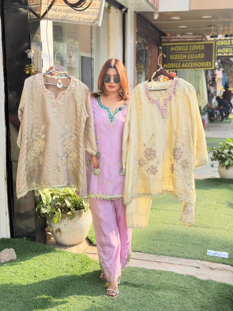 Article 1500 | Tissue Shimmer Suit with Real Mirror & Gotta Patti Work