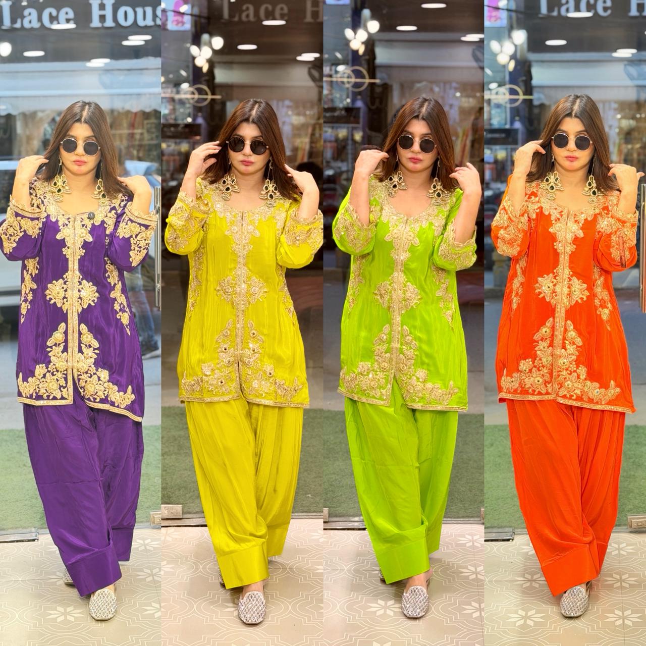 Article 1956 | Pure Crepe Farshi Salwar with Short Kurti | Premium Ethnic Wear