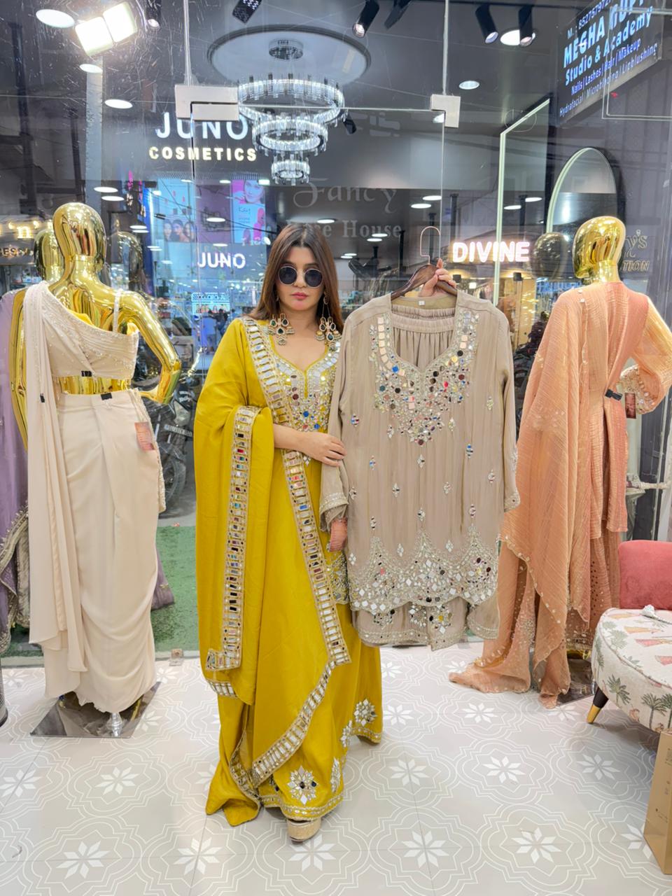 1957 heavy mirror sharara suit