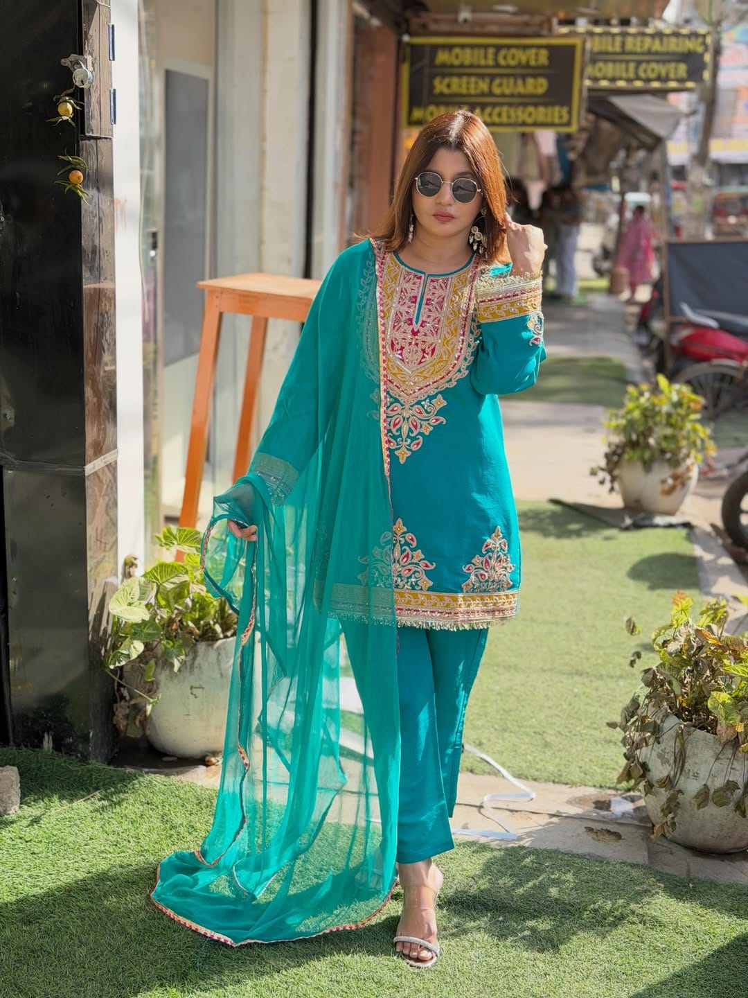 Article 1891 – Pure Silk Fabric Co-ord Set with Designer Dupatta & Elegant Embroidery | Sizes 40–46