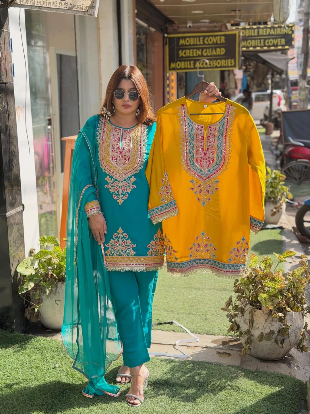 Article 1891 – Pure Silk Fabric Co-ord Set with Designer Dupatta & Elegant Embroidery | Sizes 40–46