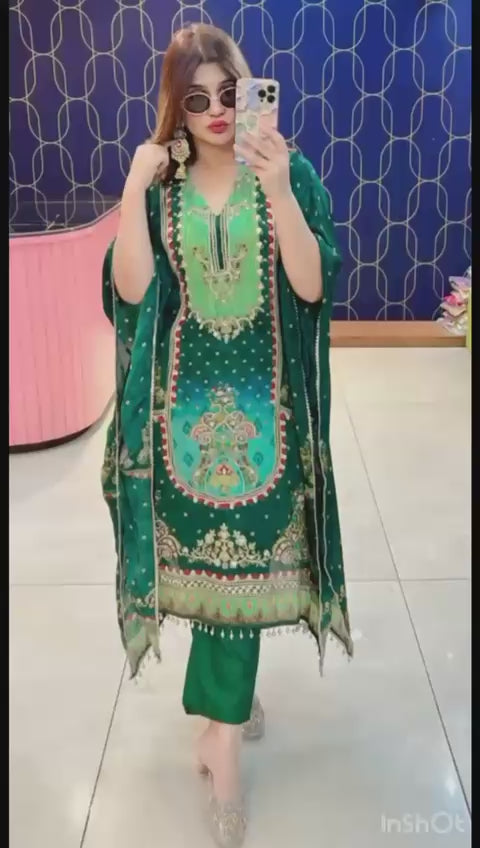 Article 1826 – Luxury Pure Crepe Kaftan with Handcrafted Gotta Patti Embroidery | Sizes 40–46 | Urban Closet