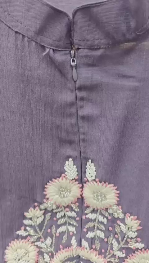 Article 1275 – Chiffon Sleeves Cord Set with Handwork & Designer Pant | Urban Closet