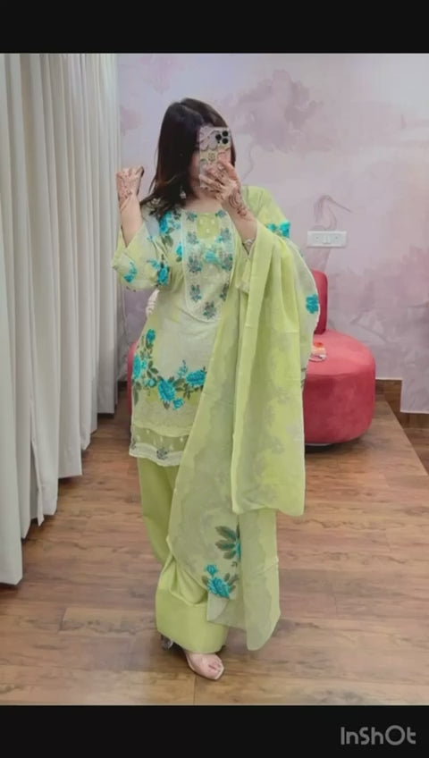 Pure Pakistani Cotton Suit with Embroidered Dupatta | Size 40 | Elegant Ethnic Wear