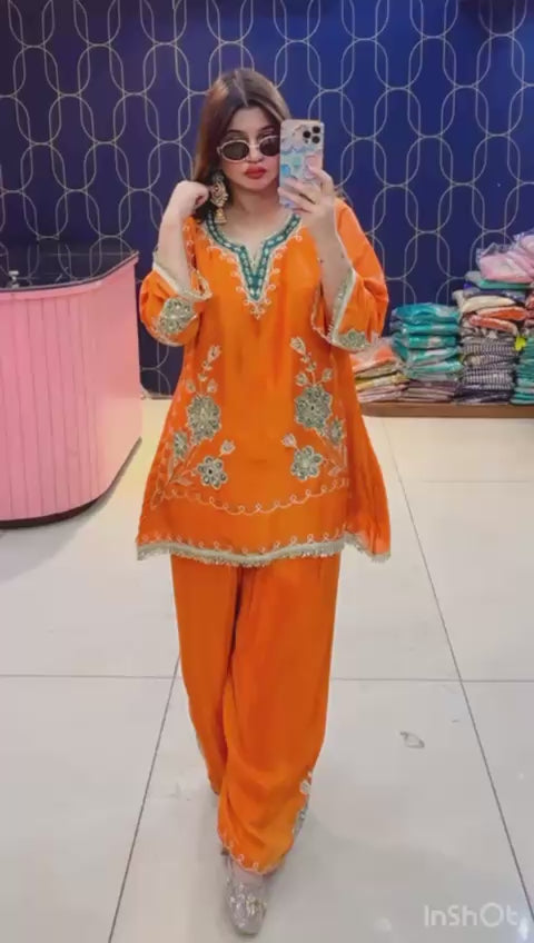 Article 1500 | Tissue Shimmer Suit with Real Mirror & Gotta Patti Work