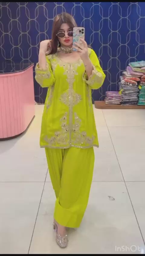 Article 1956 | Pure Crepe Farshi Salwar with Short Kurti | Premium Ethnic Wear