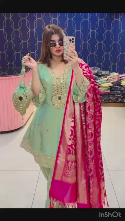 ✨ Article 1765 – Pure Glass Tissue Shimmer Dhoti Co-ord Set ✨