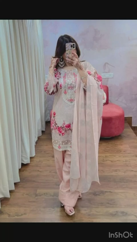 Pure Pakistani Cotton Suit with Embroidered Dupatta | Size 40 | Elegant Ethnic Wear