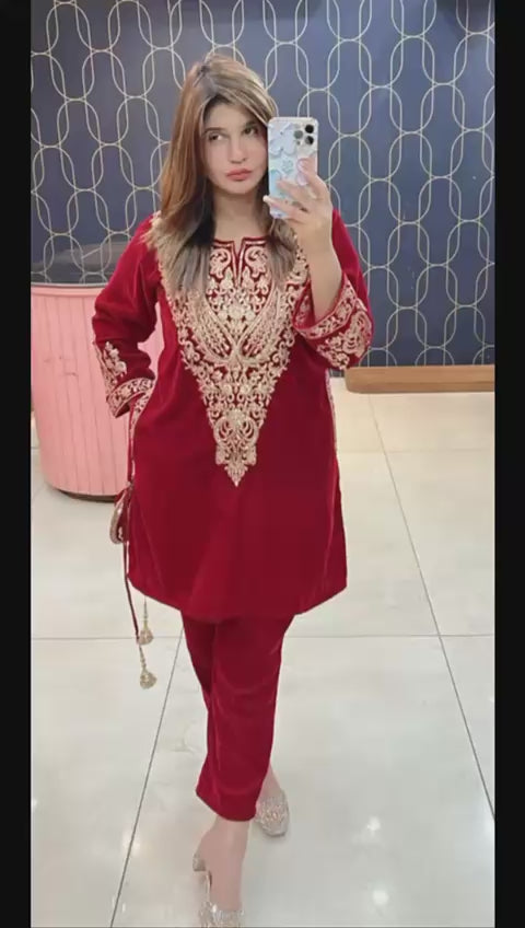 Article 1166 – Pure Velvet Potli Cordset with Premium Embroidery | Sizes 40–46