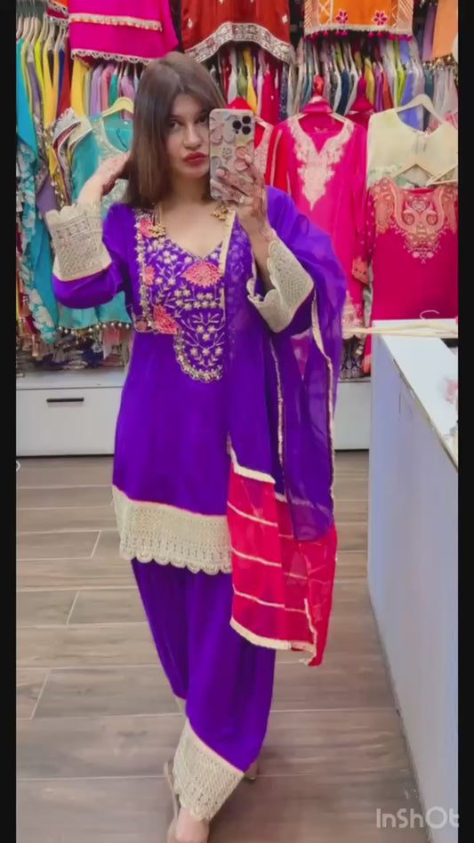 Article 1799 – Pure Crepe Farshi Salwar Suit with Premium Dupatta | Urban Closet