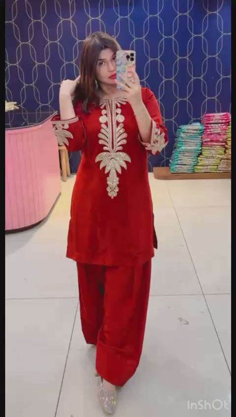 Article 1934 – Pure Crepe Farshi Salwar Suit with Zari Work | Urban Closet