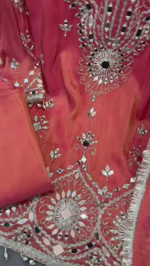 Article 1931 – Heavy Real Mirror Work Suit with Sharara & Dupatta | Premium Festive Wear | Sizes 40–46