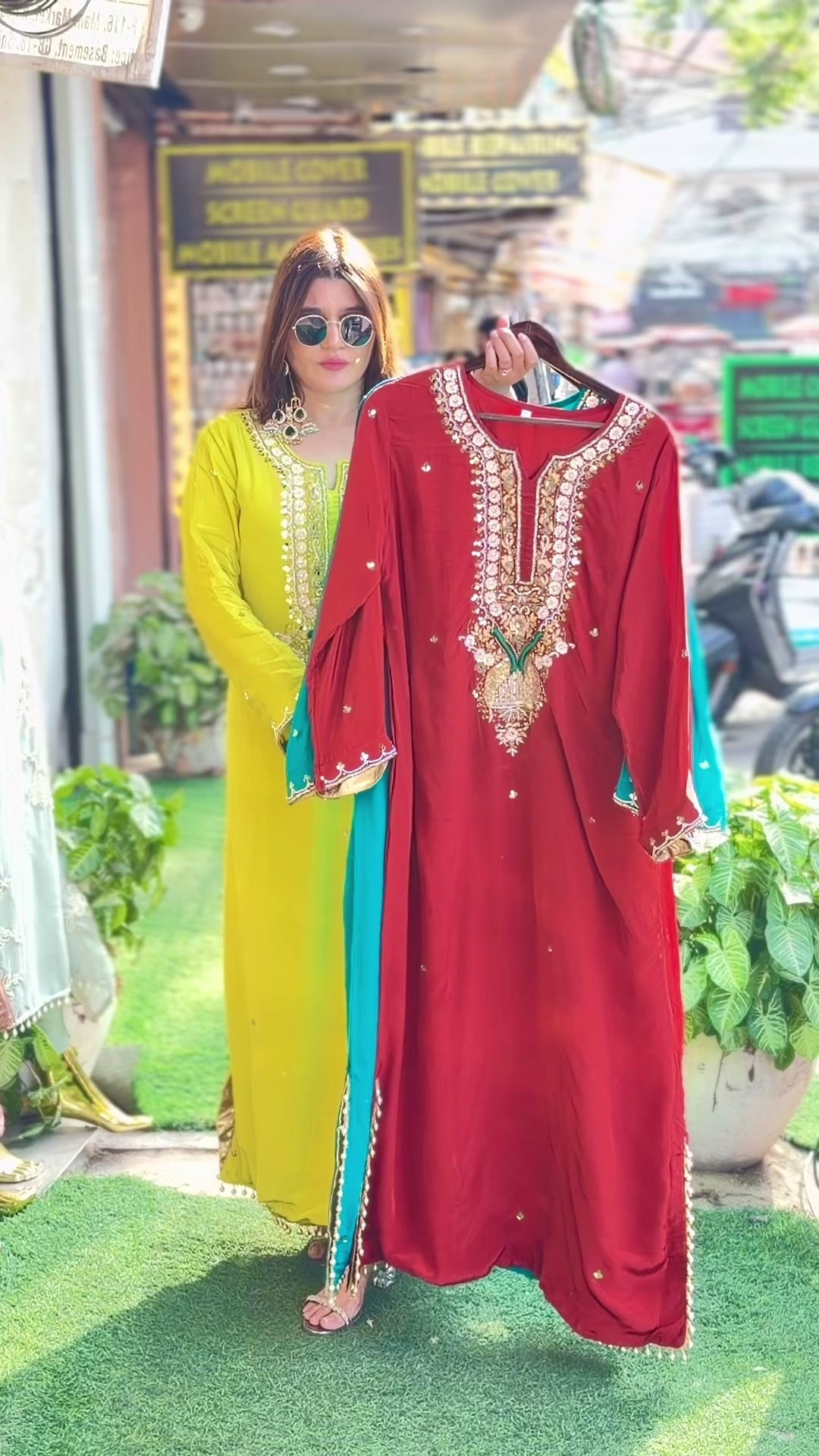 Pure Crepe Long Dress with gotta   Work
