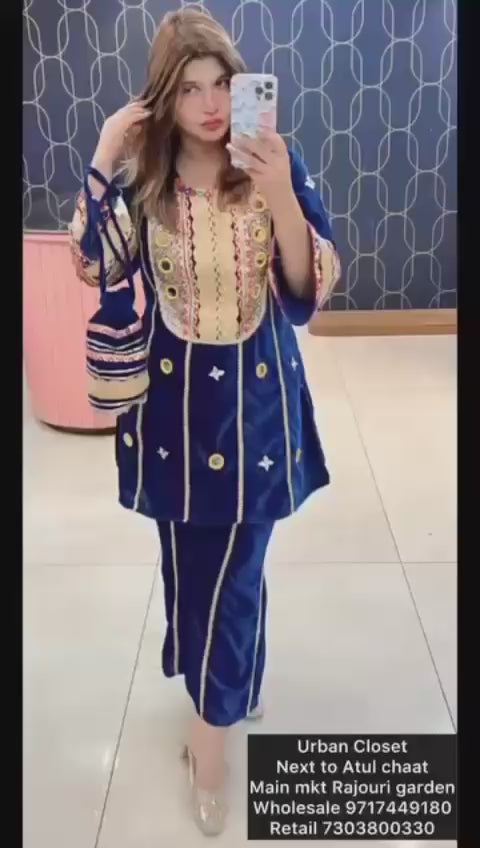 Article 1084 – Pure Velvet Potli Cordset with Gota & Lace Work | Premium Designer Velvet Suit Set | Sizes 40–46