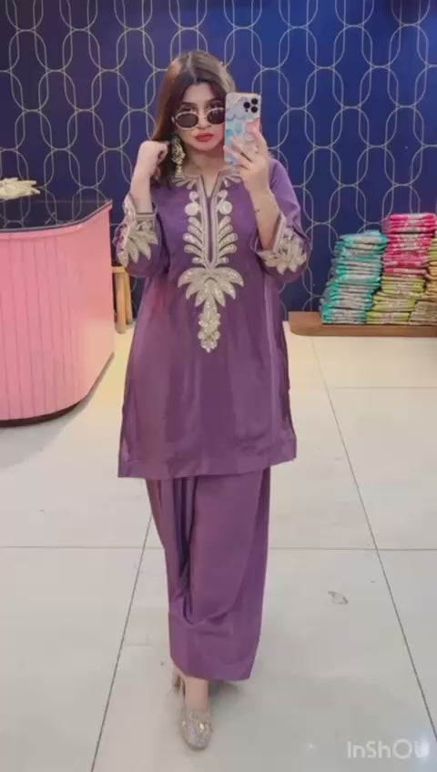 Article 1934 – Pure Crepe Farshi Salwar Suit with Zari Work | Urban Closet