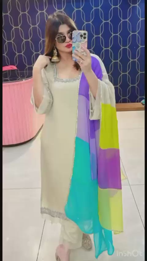 Article 1626 – Pure Glass Tissue Suit with Organza Dupatta