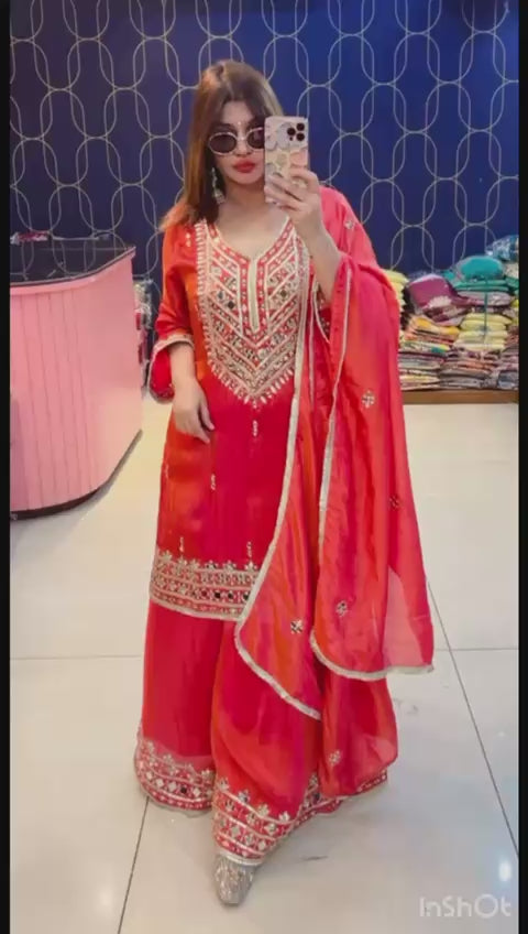 Article 1916 – Heavy Sharara Suit with Real Mirror Work & Dupatta | Sizes L–3XL