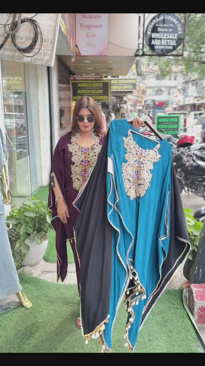Premium Pure Crepe Handwork Kaftan for Women | Elegant Festive Wear | Sizes 40–46