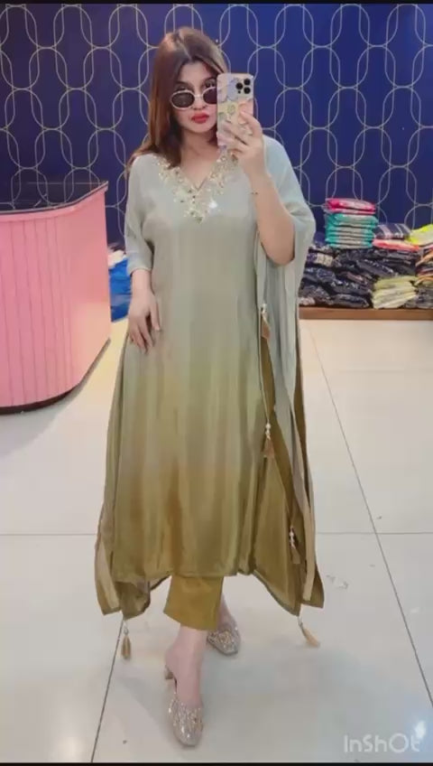Article 1596 – Ombre Print Crepe Kaftan