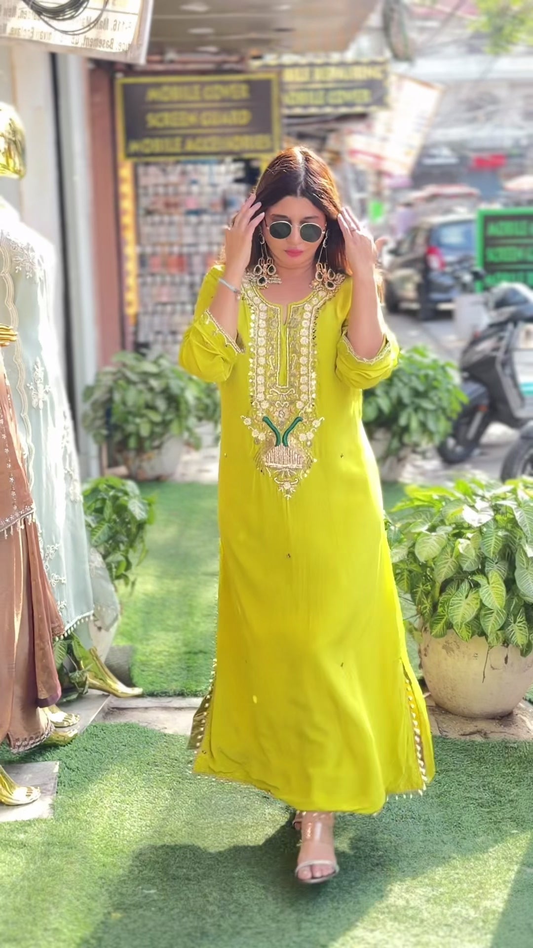 Pure Crepe Long Dress with gotta   Work