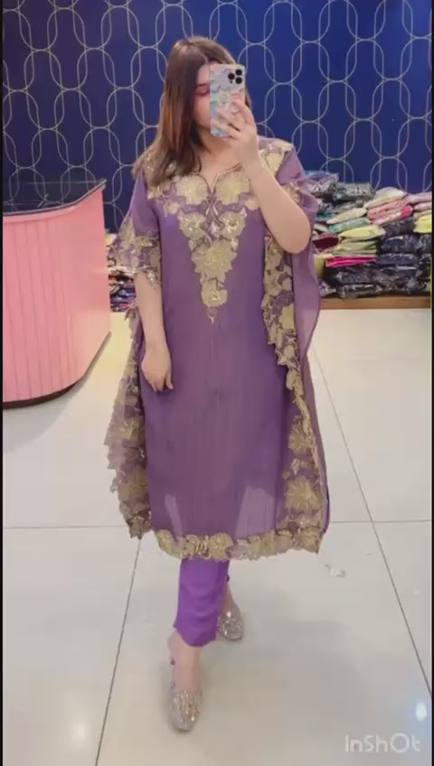 Article 1871 – Pure Crush Fabric Kaftan with Elegant Embroidery | Sizes 40–46