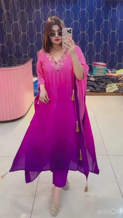 Article 1596 – Ombre Print Crepe Kaftan