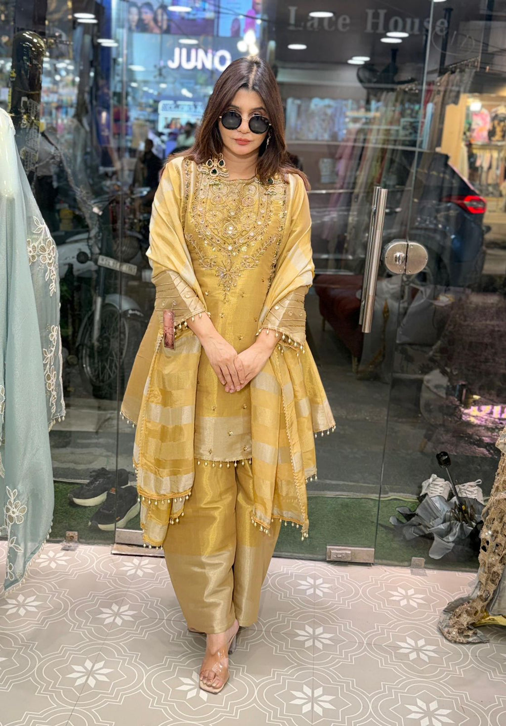 Shimmer three piece suit with sharara