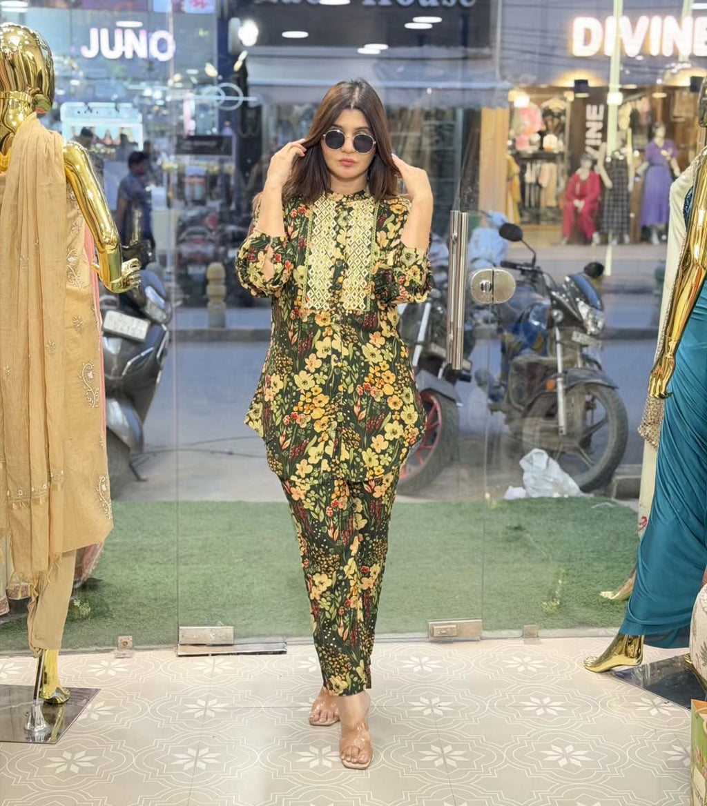 Pure muslin printed coord set