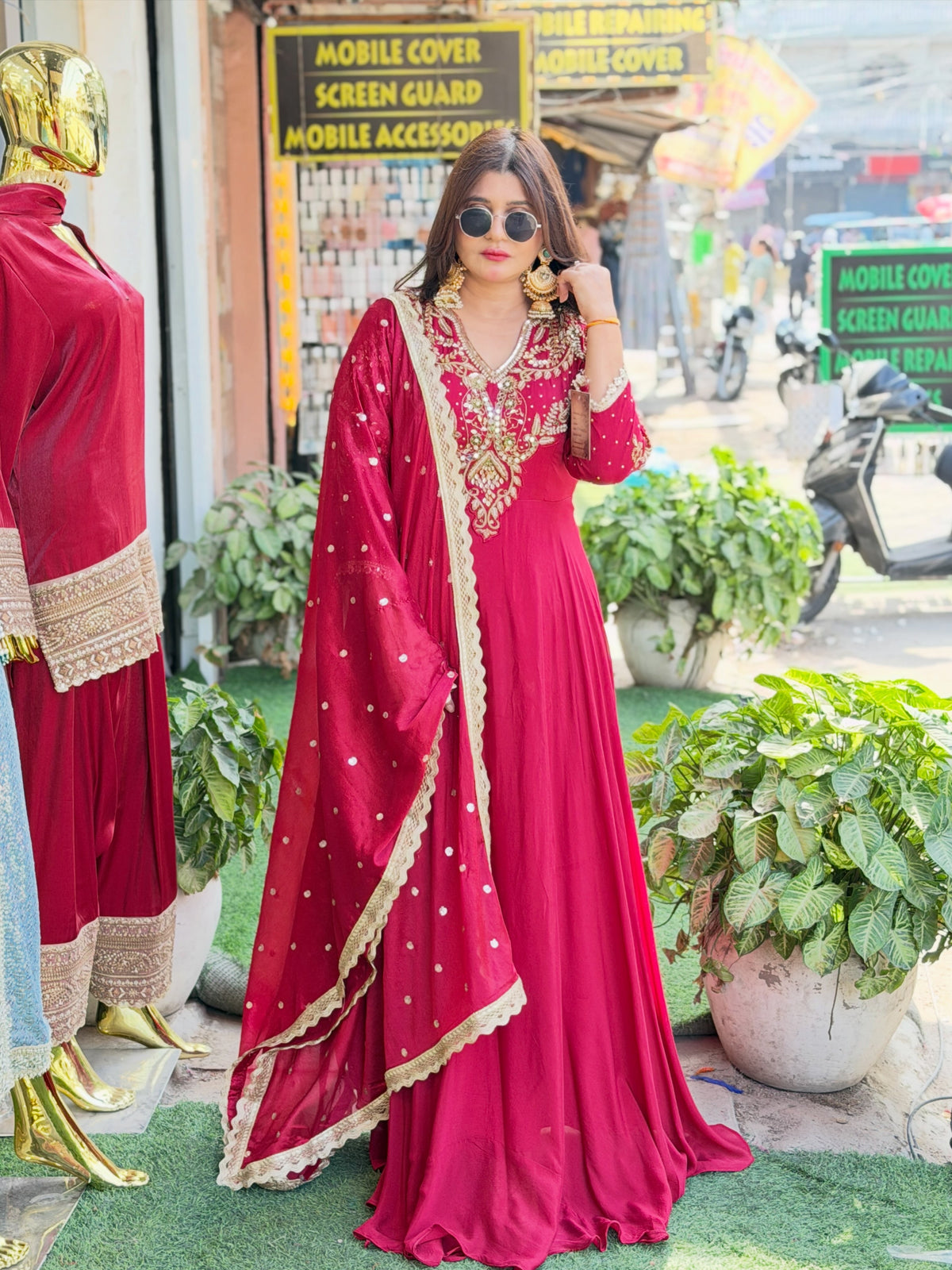 Pure tissue anarkali with original hand work
