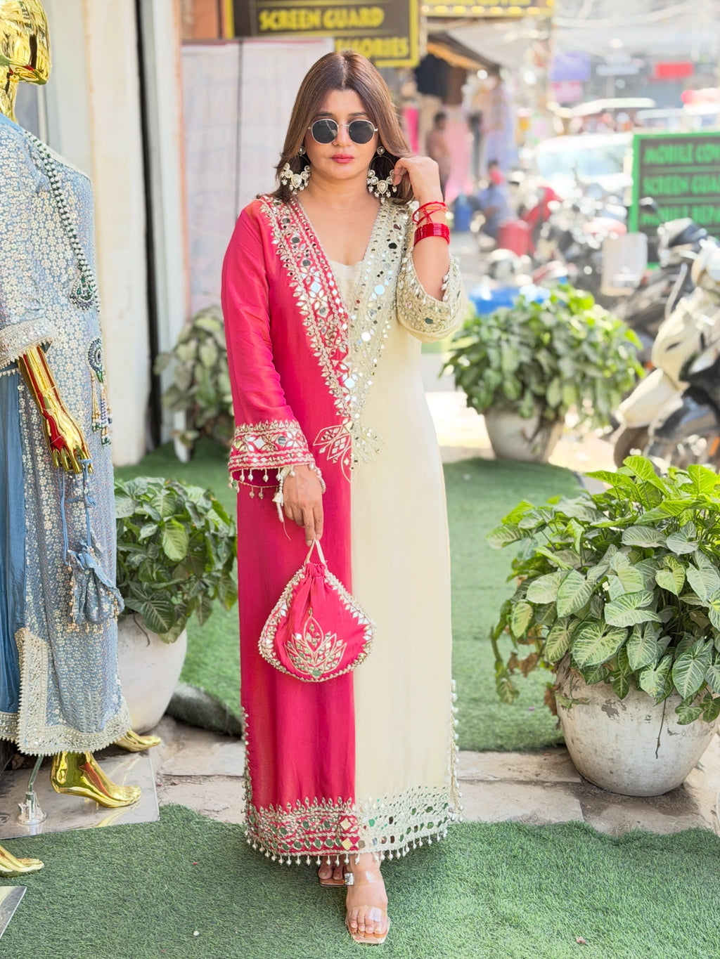 1977 - ' Tahzeb'  Long Dress Dual Tone Tissue shimmer fabric