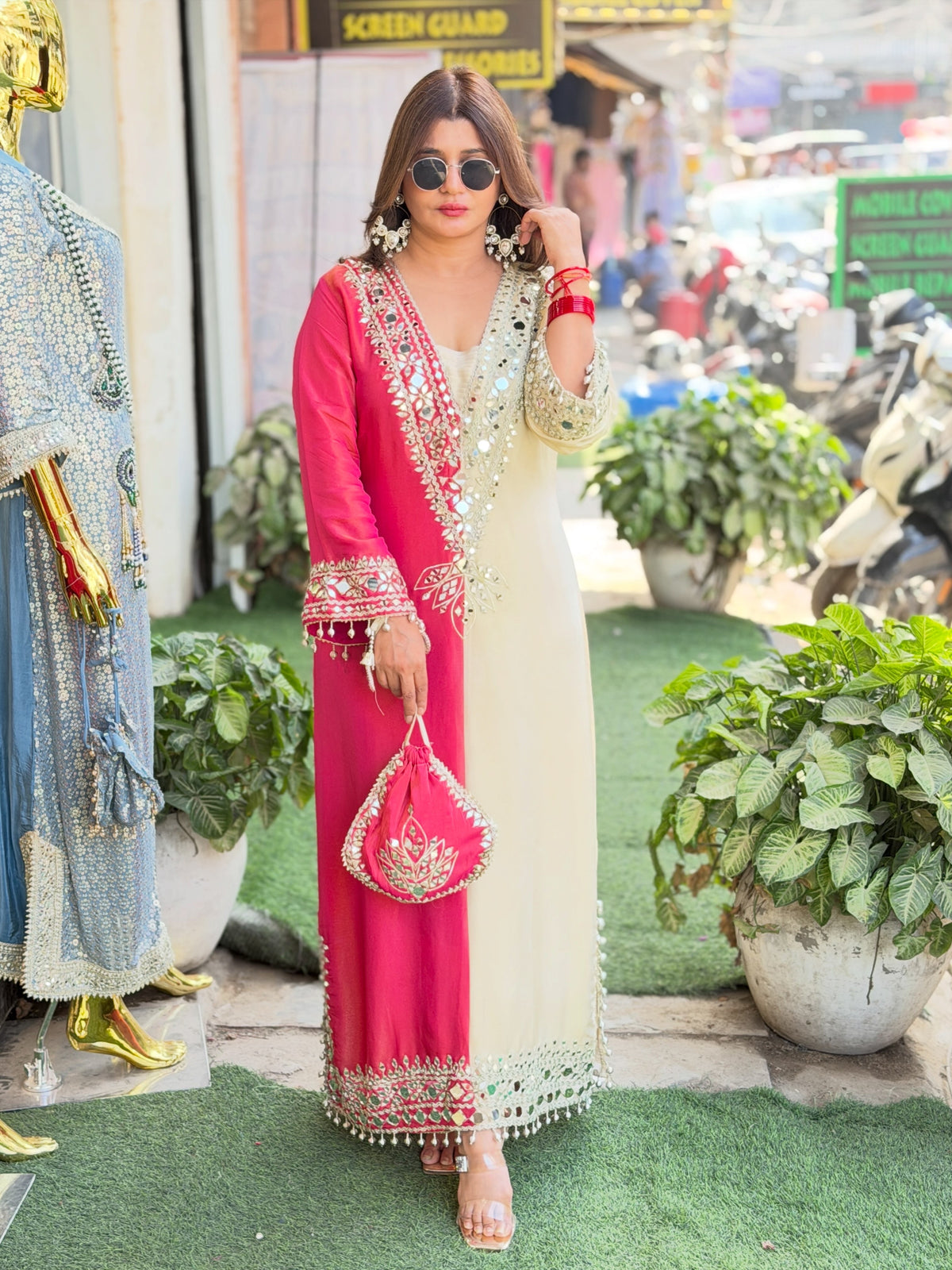 1977 - ' Tahzeb'  Long Dress Dual Tone Tissue shimmer fabric