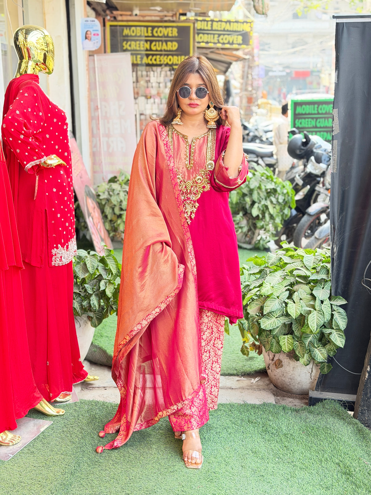 " Hooriyat " - Three piece set with pure handwork and sharara