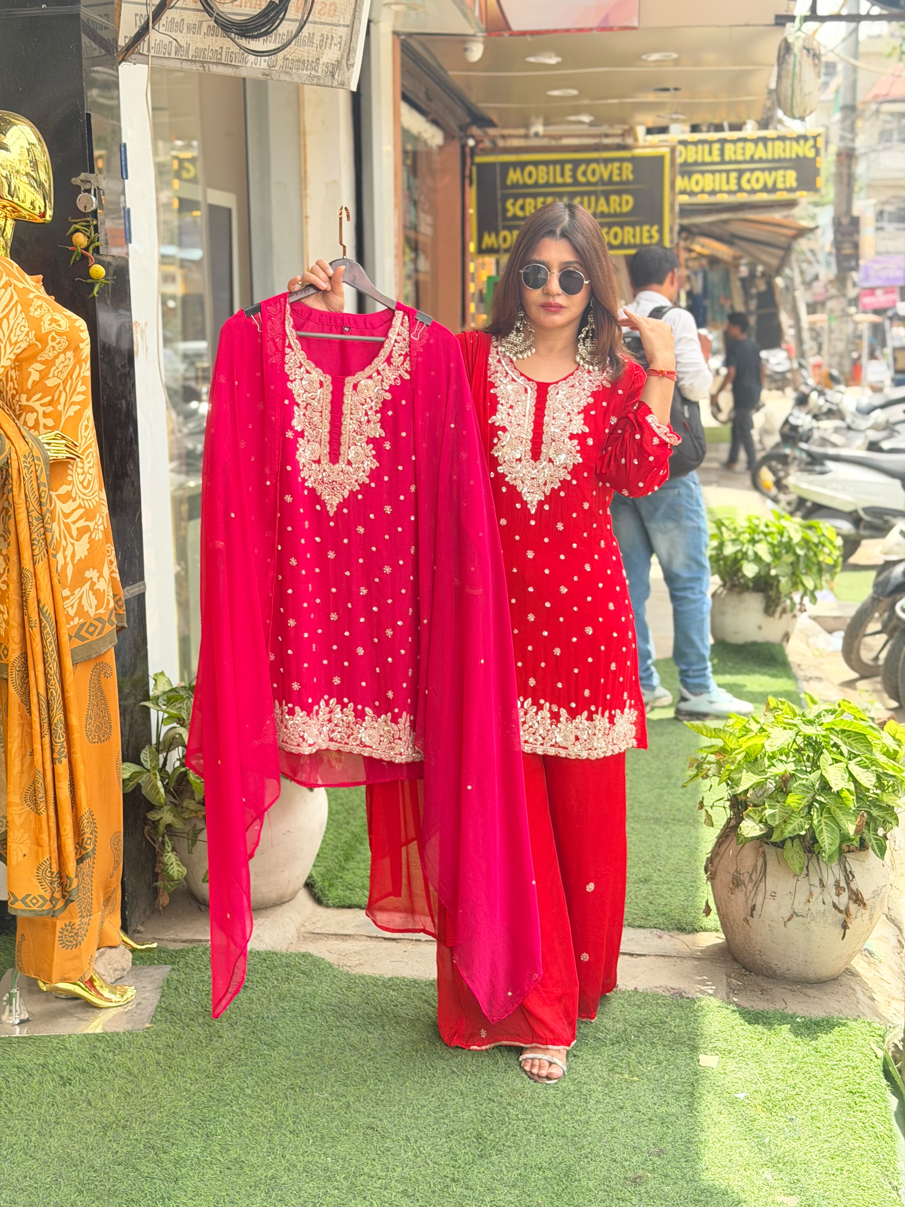 Pure chenon suit with original hand work