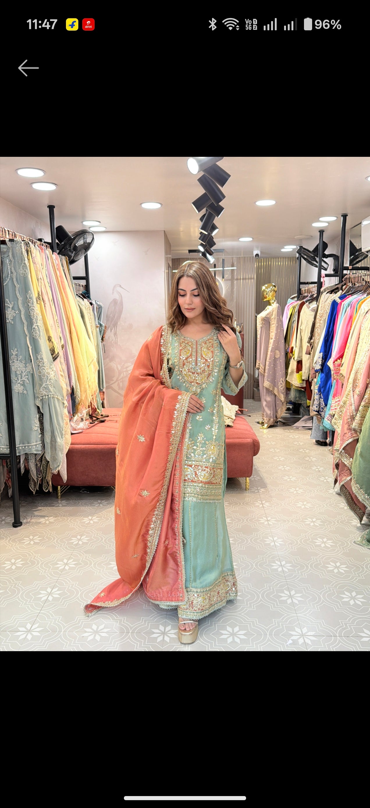 Pure tissue coord set with farshi salwar and gotta work