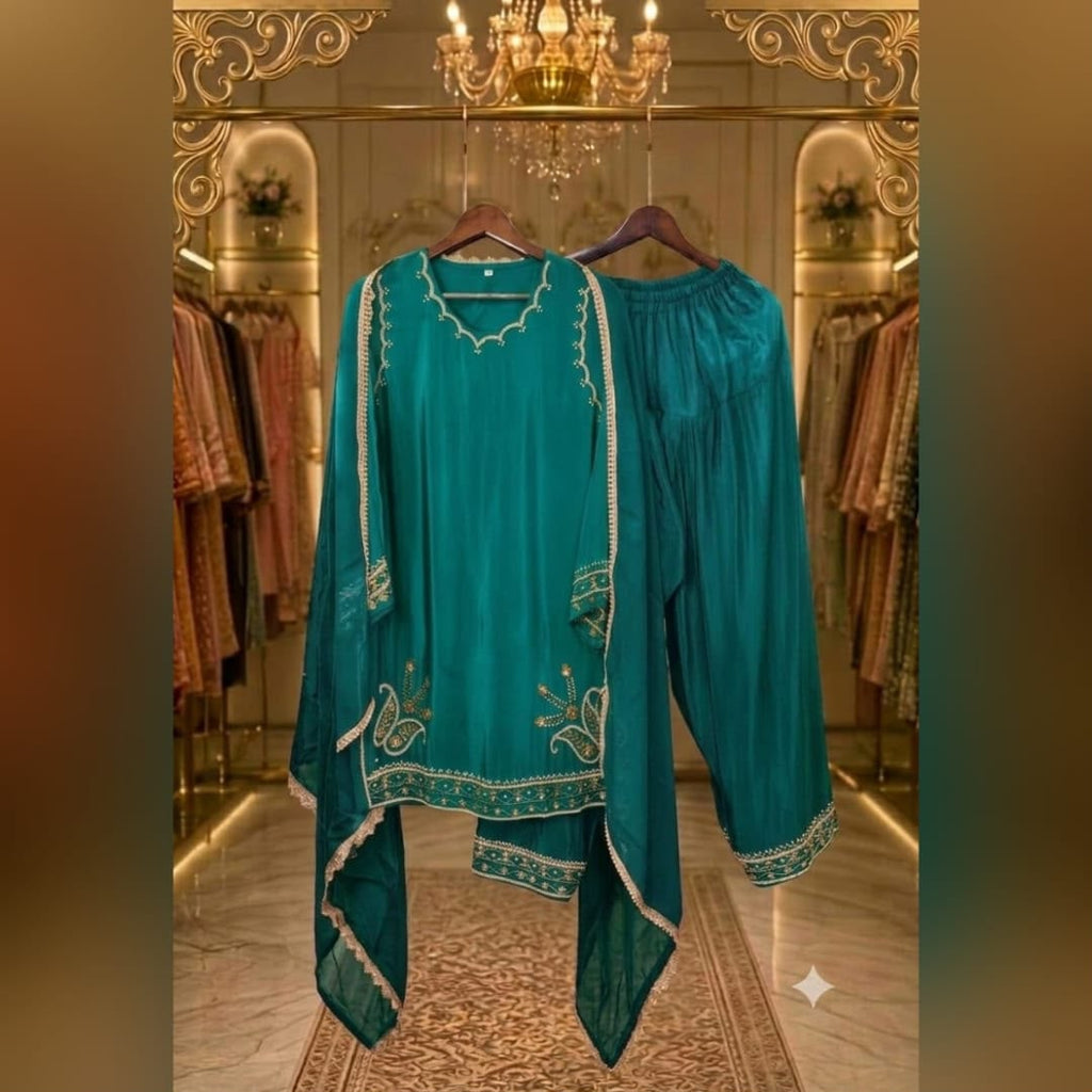 Pure crepe coord set with farshi salwar