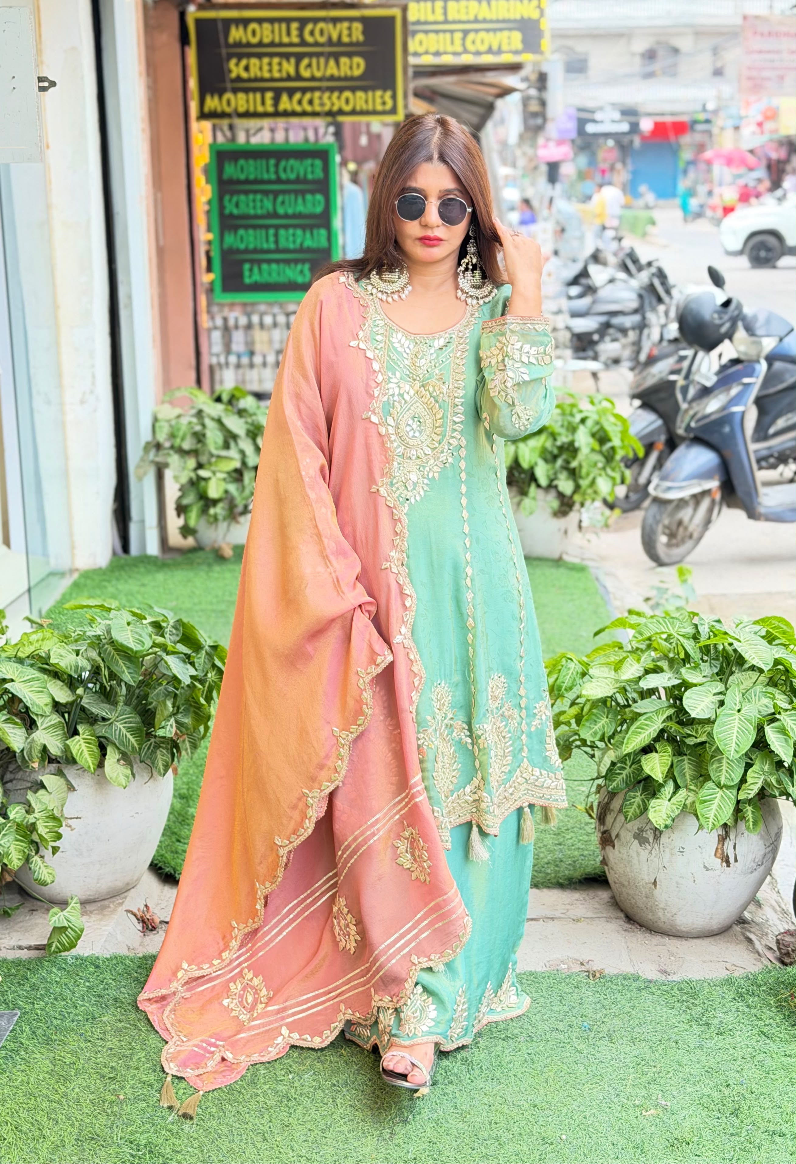 Pure tissue short anarkali suit with original gotta work