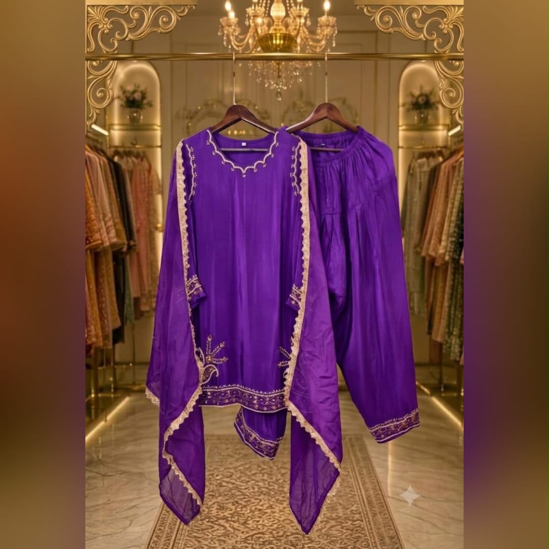 Pure crepe coord set with farshi salwar