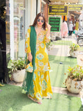Digital print sharara suit with gotta patti detailing