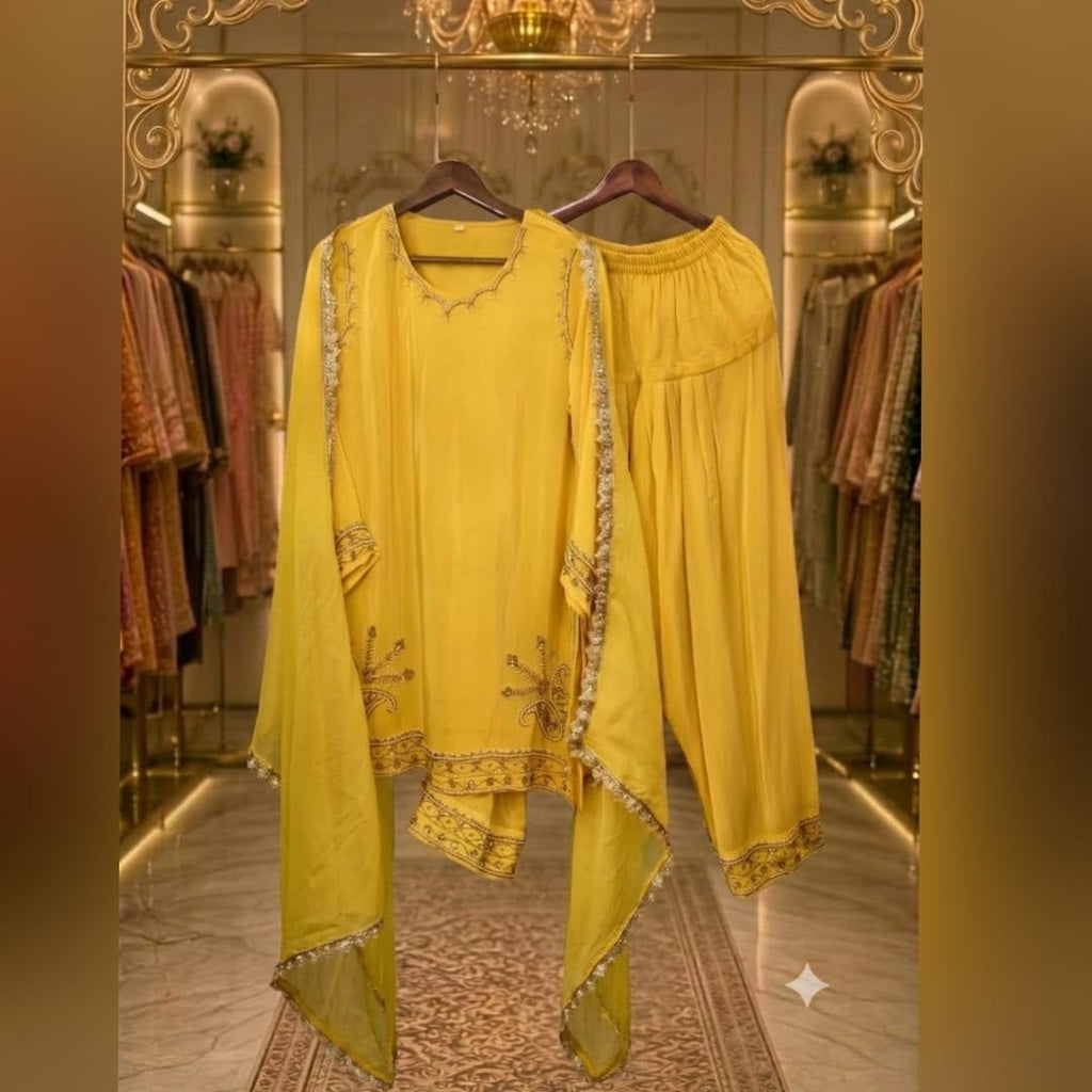 Pure crepe coord set with farshi salwar