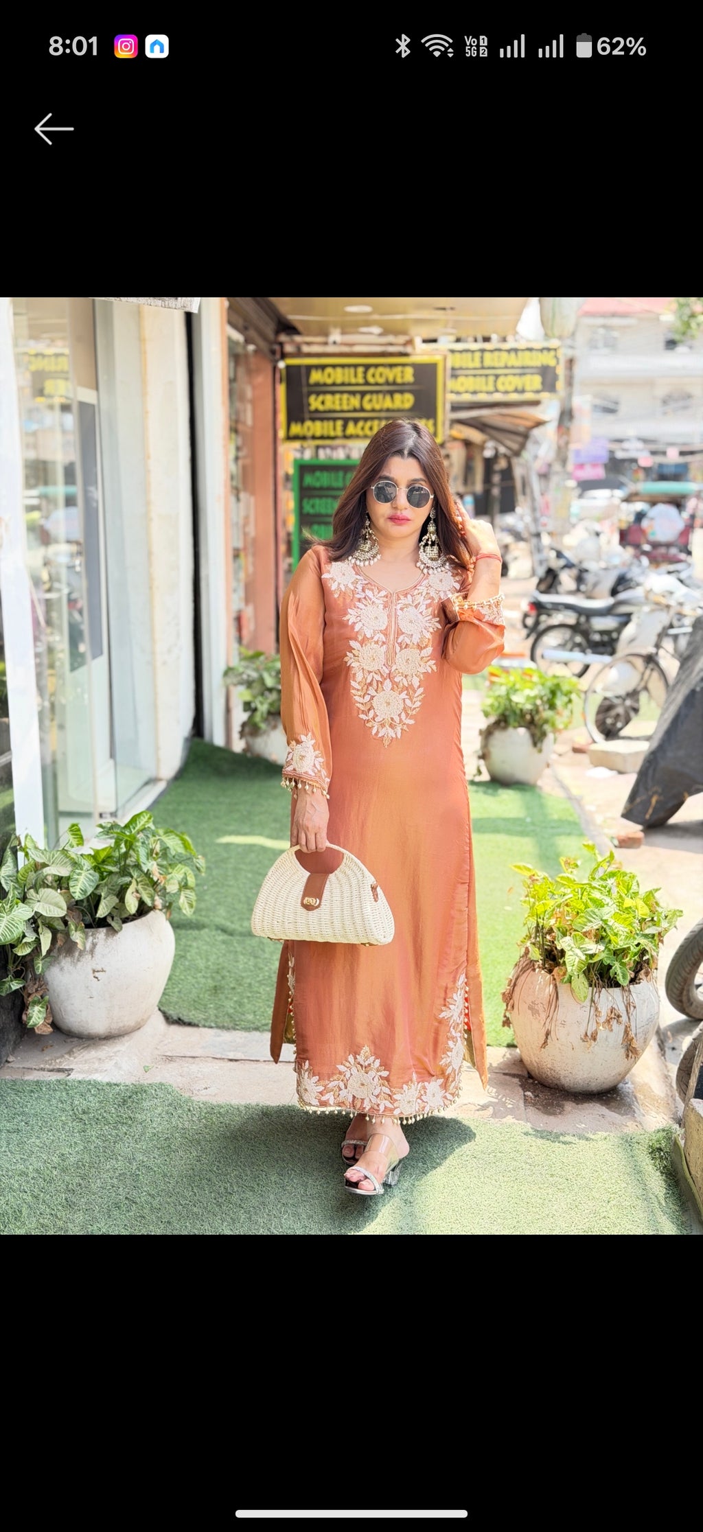 Pure Tissue Shimmer Long Dress with Real embroidered work