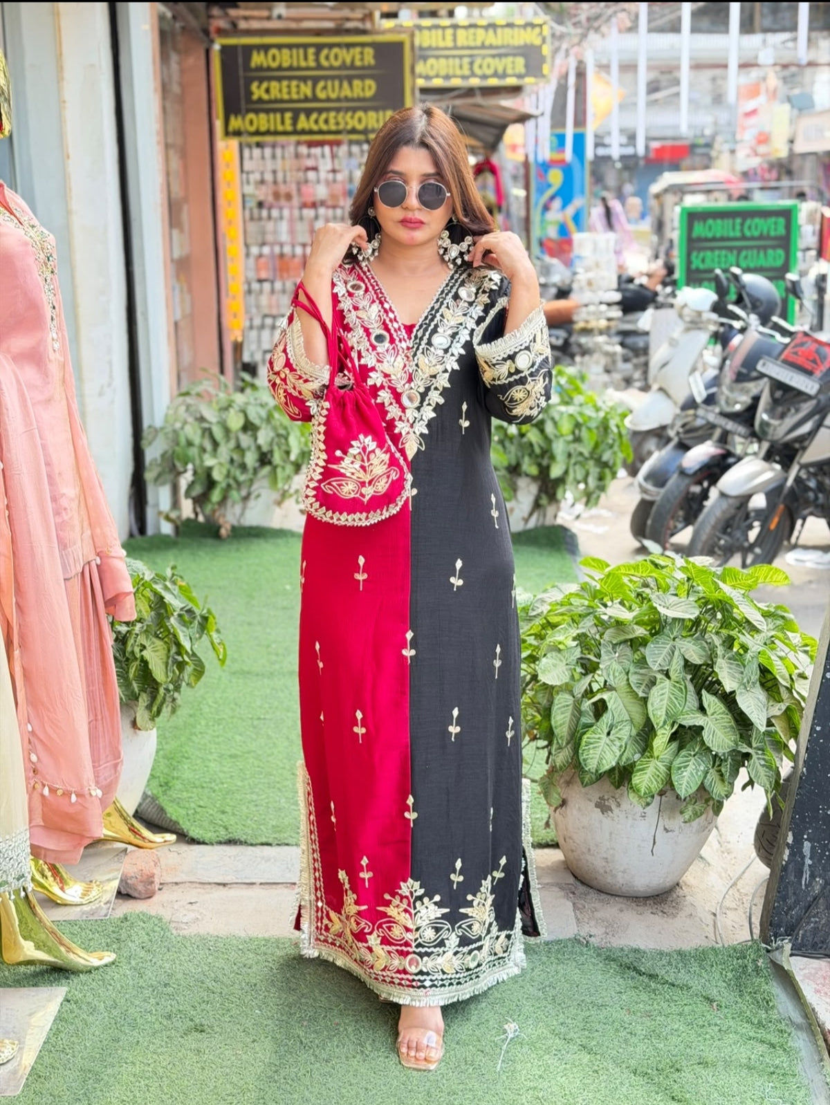 Dual shade Long Dress with gotta Work