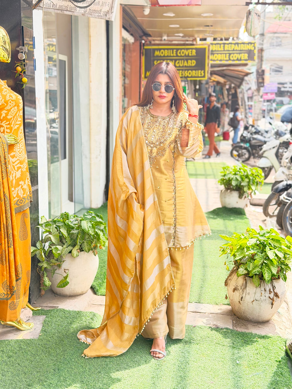 Shimmer three piece suit with sharara