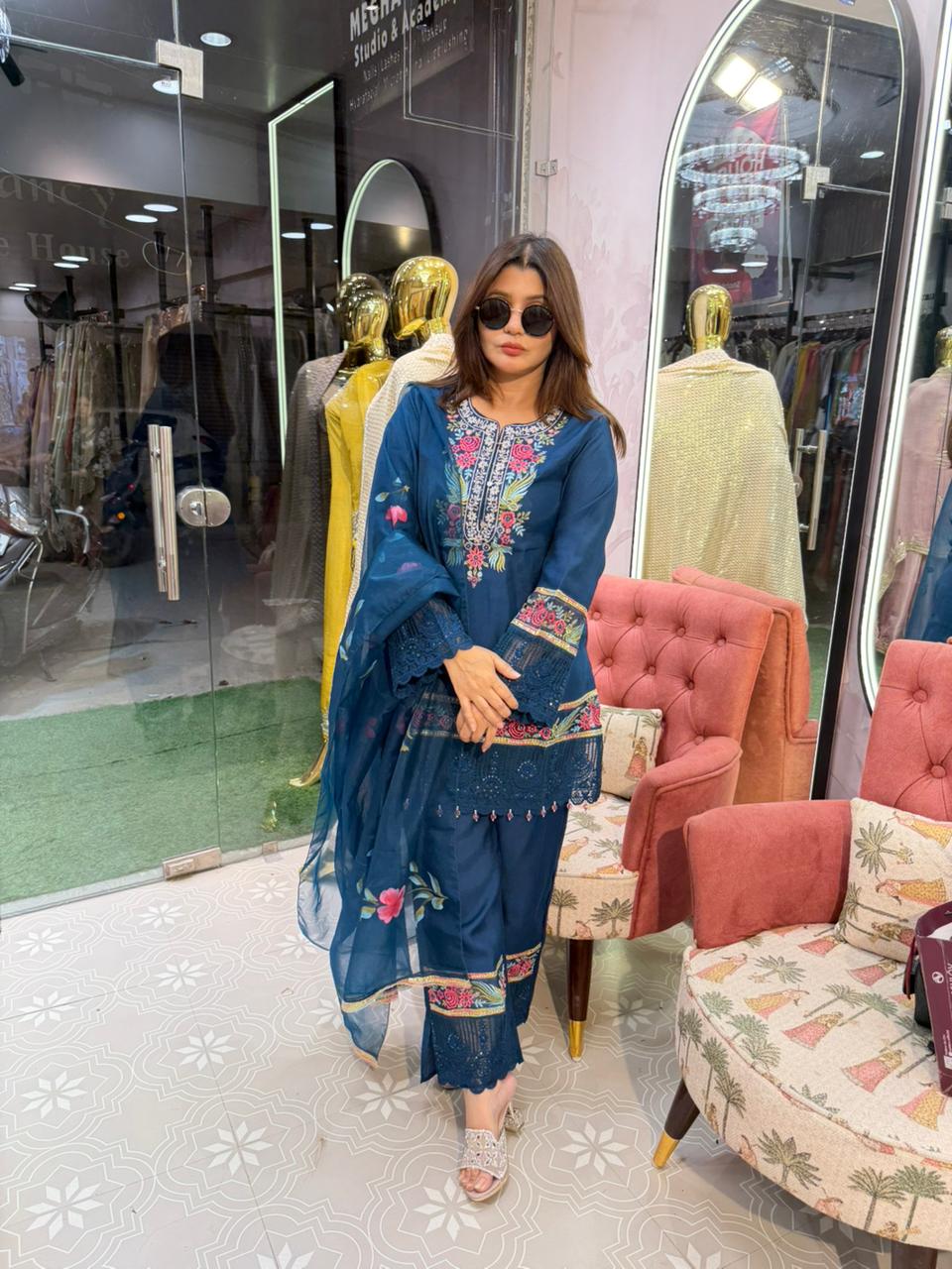 Cotton silk coord set with Dupatta