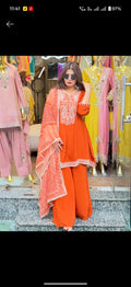 Pure crepe peplum coord set with dupatta