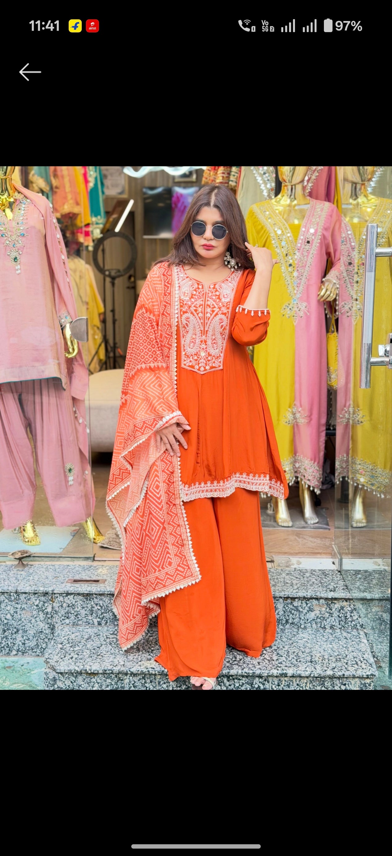 Pure crepe peplum coord set with dupatta
