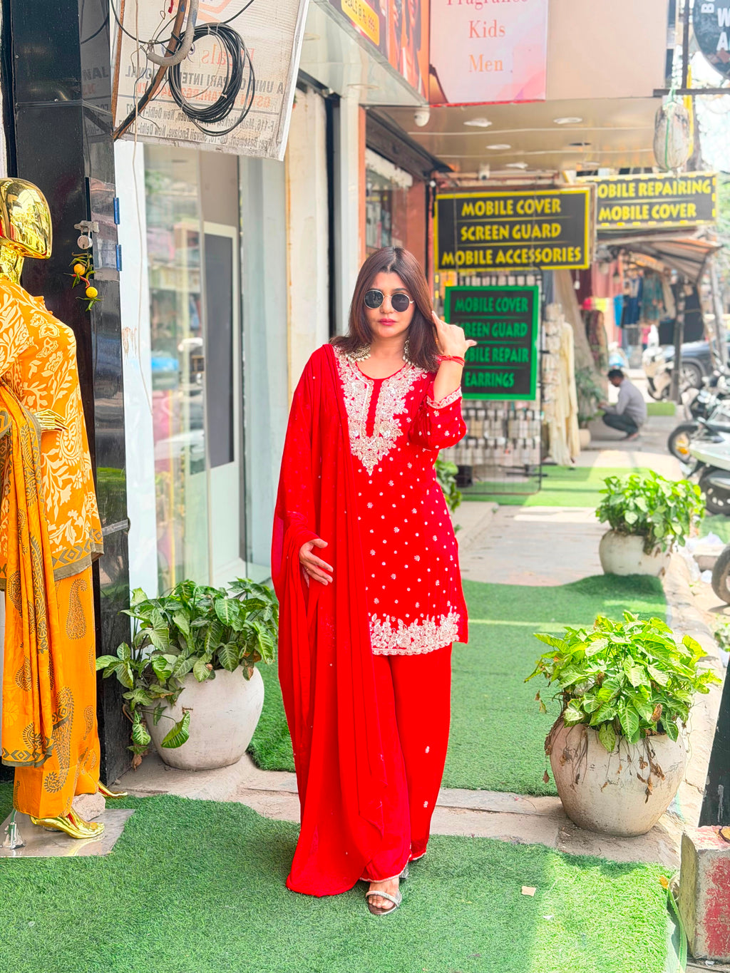 Pure chenon suit with original hand work