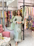 Pure Tissue Shimmer Long Dress with beats  Work