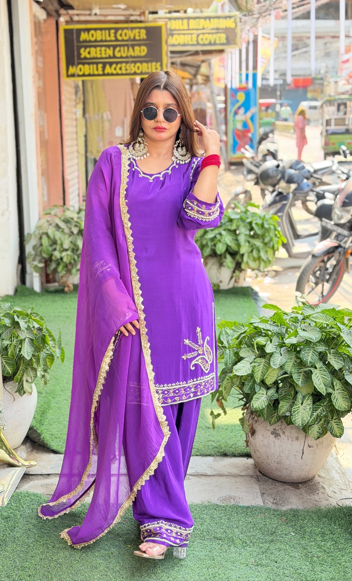 Pure crepe coord set with farshi salwar